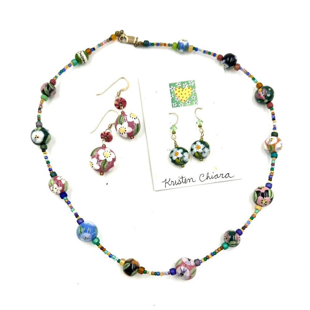 Vintage 1980’s Kristen Chiara Maui Necklace & Earrings Set